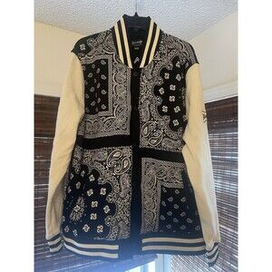 Dogg Supply Snoop Dogg Varsity Jacket 2XL Bandana Black White Hip Hop‎